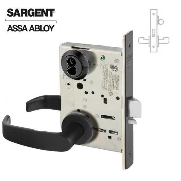 Sargent 8200 Series Mortise Lock Mechanical Classroom Lock to accept SFIC Core LN Trim L Rose Black Suede Po SRG-70-8237-LNL-BSP